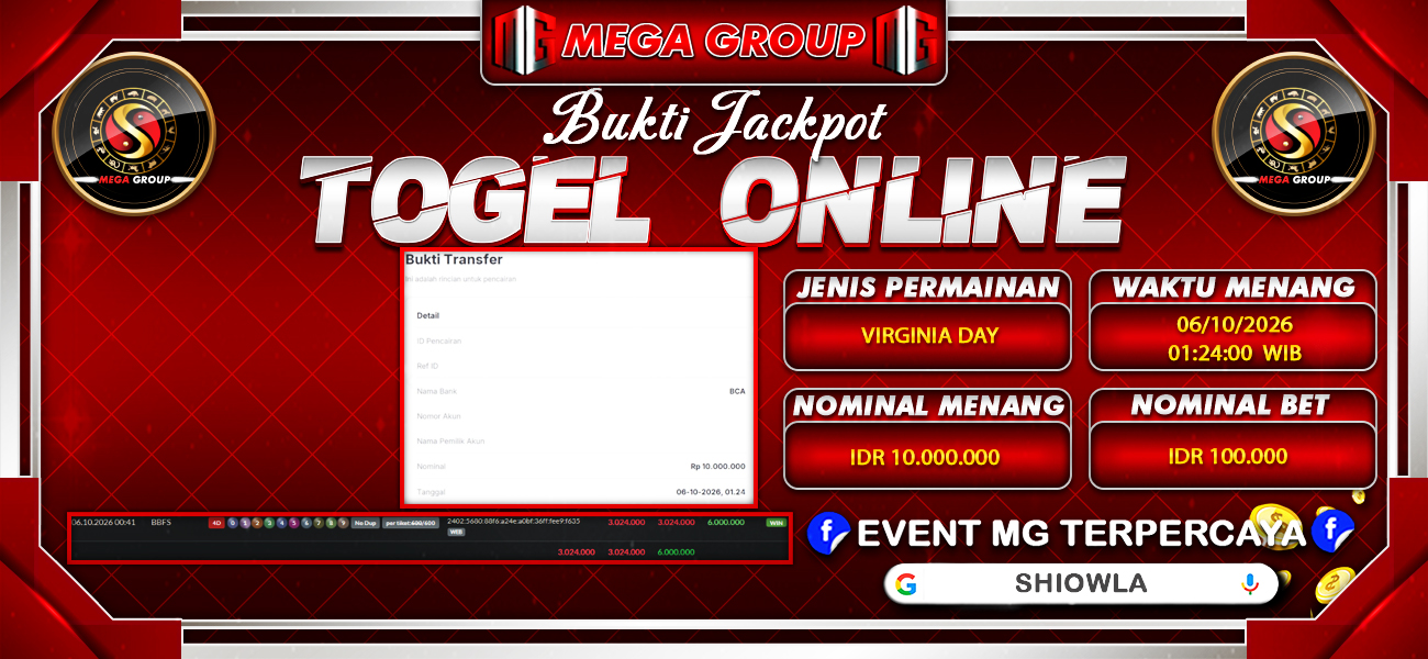 Bukti JP situs Shiowla hari Selasa, 06 Oktober 2026